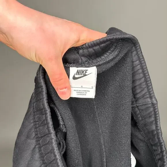 Nike Sweatpants Black Cotton Joggers White Swoosh